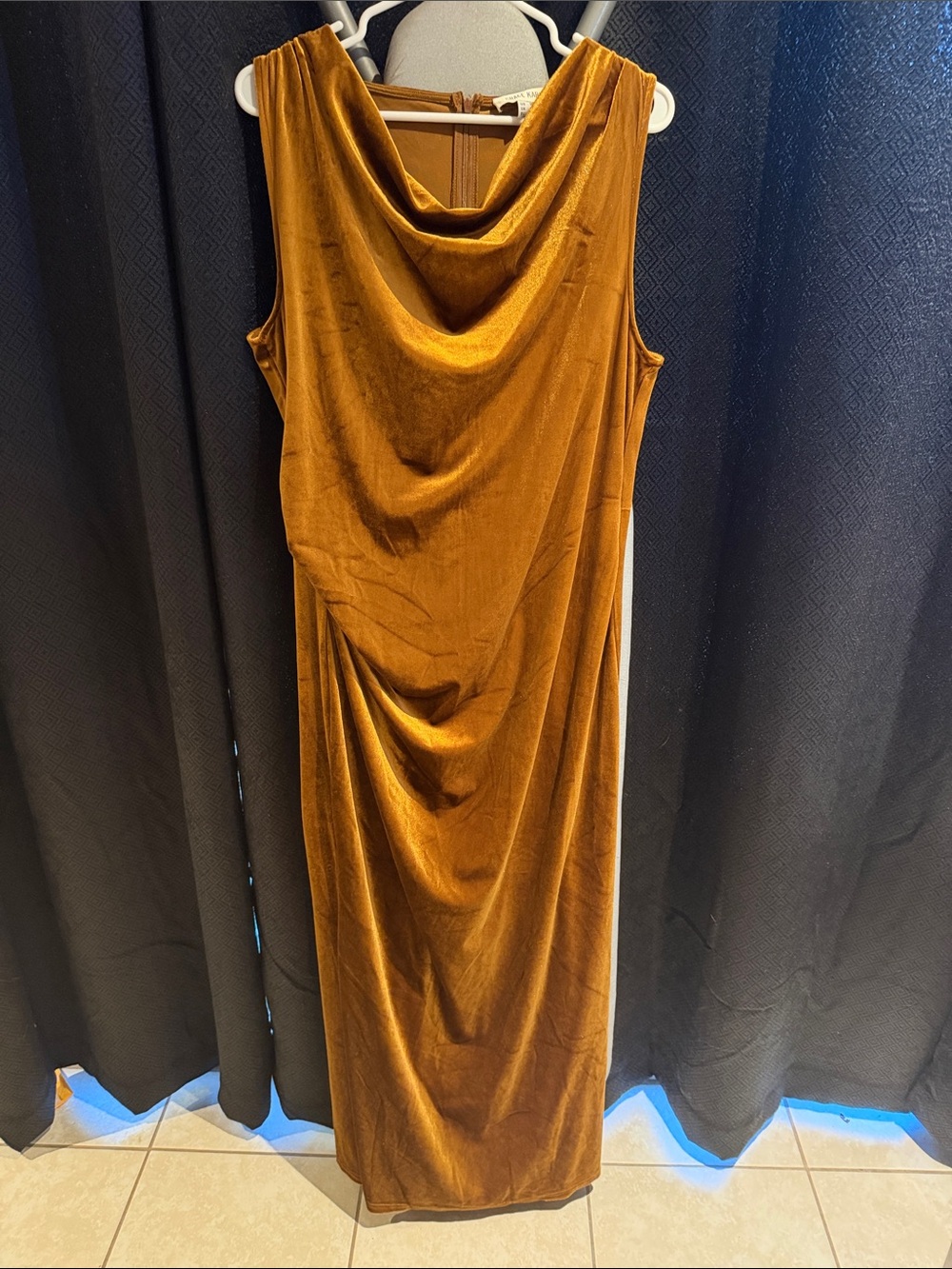 Grace Karin Amber Velvet Draped Maxi Dress
